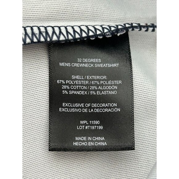 32 Degrees Men's Lightweight Crew Neck Sweatshirt in Stormy Night Blue - Sz S - Picture 6 of 7